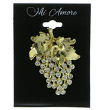 Cluster Of Grapes Brooch-Pin With Crystal Accents  Gold-Tone Color #LQP395