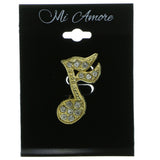 Musical Sixteenth Note Brooch-Pin  With Crystal Accents Gold-Tone Color #LQP398