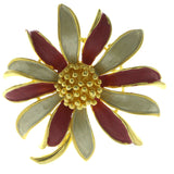 Flower Brooch-Pin Gold-Tone & Red Colored #LQP401