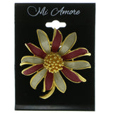Flower Brooch-Pin Gold-Tone & Red Colored #LQP401