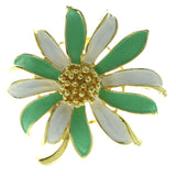 Flower Brooch-Pin Gold-Tone & Green Colored #LQP404