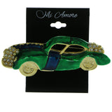 Car Brooch-Pin With Crystal Accents Gold-Tone & Green Colored #LQP407