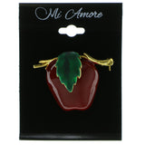 Apples Brooch-Pin Gold-Tone & Red Colored #LQP408
