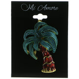 Palm Tree Brooch Pin With Colorful Accents  Gold-Tone Color #LQP40