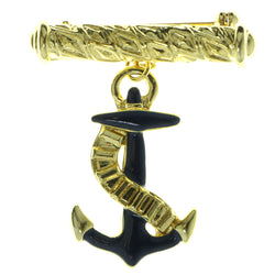 Anchors Brooch-Pin Gold-Tone & Blue Colored #LQP410