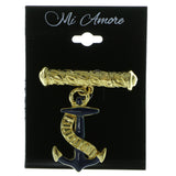 Anchors Brooch-Pin Gold-Tone & Blue Colored #LQP410