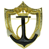 Anchors Brooch-Pin Gold-Tone & Black Colored #LQP412