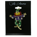 Clown Brooch-Pin With Colorful Accents Gold-Tone & Multi Colored #LQP413