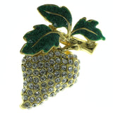 Strawberry Brooch-Pin With Crystal Accents Gold-Tone & Green Colored #LQP414