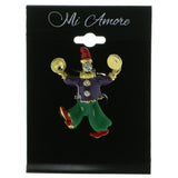 Clown Brooch-Pin With Crystal Accents Gold-Tone & Multi Colored #LQP416