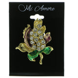 Flowers Brooch-Pin With Crystal Accents Gold-Tone & Multi Colored #LQP417