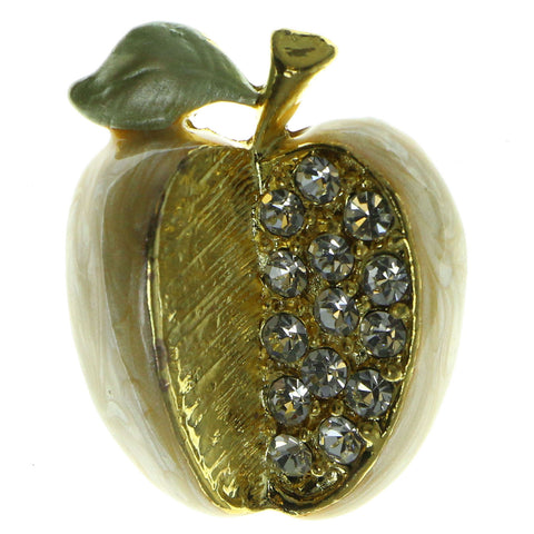 Apples Brooch Pin With Crystal Accents Gold-Tone & Peach Colored #LQP41