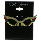 Cats Eye Glasses Brooch-Pin With Crystal Accents Gold-Tone & Multi Colored #LQP420