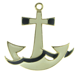 Anchors Brooch-Pin Gold-Tone & White Colored #LQP426