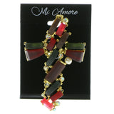 Cross Brooch-Pin With Stone Accents Gold-Tone & Multi Colored #LQP434