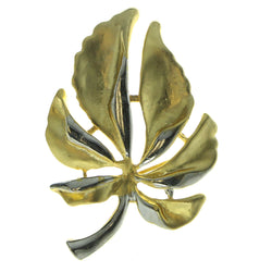 Leaf Brooch-Pin Gold-Tone & Silver-Tone Colored #LQP435