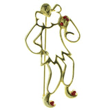 Clown Brooch-Pin With Crystal Accents Gold-Tone & Red Colored #LQP439