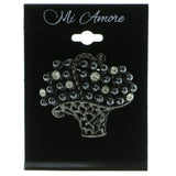 Flower Basket Brooch-Pin With Bead Accents Gray & White Colored #LQP449