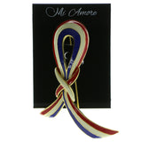 Ribbon Patriotic Brooch-Pin Gold-Tone & Multi Colored #LQP451
