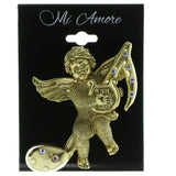 Angel Music Note AB Finish Brooch-Pin With Crystal Accents Gold-Tone & Multi Colored #LQP460
