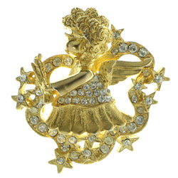 Angel Brooch-Pin With Crystal Accents  Gold-Tone Color #LQP461