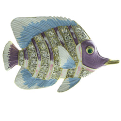 Fish Brooch-Pin With Crystal Accents Gold-Tone & Silver-Tone Colored #LQP466