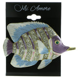 Fish Brooch-Pin With Crystal Accents Gold-Tone & Silver-Tone Colored #LQP466