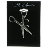 Scissors Brooch-Pin Silver-Tone Color  #LQP467