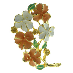 Flowers Brooch-Pin Gold-Tone & Multi Colored #LQP470