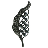 Feather Brooch-Pin With Crystal Accents  Gray Color #LQP475
