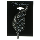 Feather Brooch-Pin With Crystal Accents  Gray Color #LQP475
