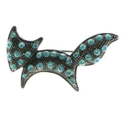 Cat Brooch-Pin With Crystal Accents Silver-Tone & Blue Colored #LQP482