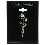 Flower Brooch-Pin With Bead Accents Silver-Tone & White Colored #LQP484