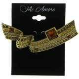 Gold-Tone & Orange Colored Metal Brooch-Pin With Crystal Accents #LQP485