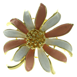 Flower Brooch-Pin Gold-Tone & Pink Colored #LQP489
