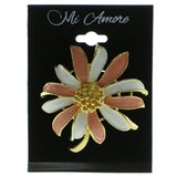 Flower Brooch-Pin Gold-Tone & Pink Colored #LQP489