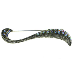 AB Finish Brooch-Pin With Crystal Accents Silver-Tone & Multi Colored #LQP493
