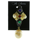 Gold-Tone & Black Colored Metal Brooch-Pin With Bead Accents #LQP496