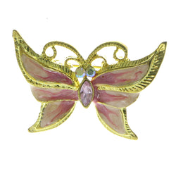Butterfly Brooch-Pin With Crystal Accents Gold-Tone & Pink Colored #LQP500