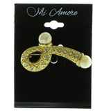 Gold-Tone & White Colored Metal Brooch-Pin With Crystal Accents #LQP501