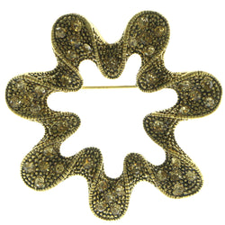 Gold-Tone & Yellow Colored Metal Brooch-Pin With Crystal Accents #LQP513