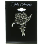 Flower Bouquet Brooch-Pin Silver-Tone Color  #LQP514