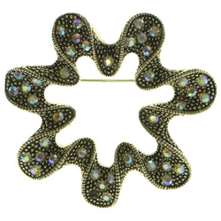 AB Finish Brooch-Pin With Crystal Accents Gold-Tone & Multi Colored #LQP515