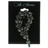 AB Finish Brooch-Pin With Crystal Accents Silver-Tone & Black Colored #LQP521