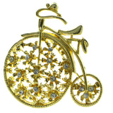Penny-Farthing Bicycle Brooch-Pin With Crystal Accents  Gold-Tone Color #LQP524