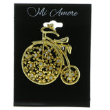 Penny-Farthing Bicycle Brooch-Pin With Crystal Accents  Gold-Tone Color #LQP524