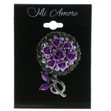 Flower Bouquet AB Finish Brooch-Pin With Crystal Accents Gray & Purple Colored #LQP530