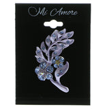 Leaf Flowers Brooch-Pin  With Crystal Accents Purple Color #LQP533