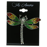 Dragonfly Brooch-Pin With Crystal Accents Silver-Tone & Multi Colored #LQP535