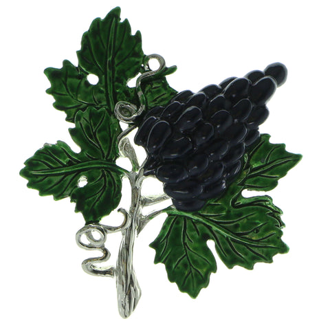 Grapes On A Vine Brooch-Pin Silver-Tone & Blue Colored #LQP539